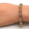 Oro Laminado Tennis Bracelet, Gold Filled Style with White Cubic Zirconia, Polished, Golden Finish, 03.283.0016.07
