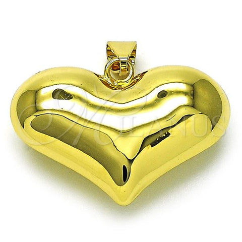 Oro Laminado Fancy Pendant, Gold Filled Style Heart and Hollow Design, Polished, Golden Finish, 05.341.0095