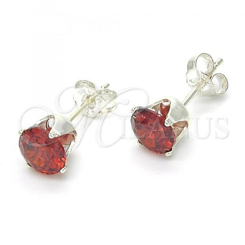Sterling Silver Stud Earring, with Garnet Cubic Zirconia, Polished,, 02.63.2607.1