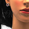 Sterling Silver Earring and Pendant Adult Set, with Garnet and White Cubic Zirconia, Polished, Rhodium Finish, 10.286.0027.1