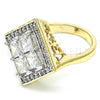 Oro Laminado Multi Stone Ring, Gold Filled Style with White Cubic Zirconia, Polished, Two Tone, 01.210.0056.2.07 (Size 7)