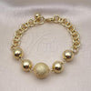 Oro Laminado Fancy Bracelet, Gold Filled Style Ball and Rolo Design, Matte Finish, Golden Finish, 03.331.0247.09