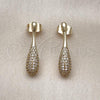 Oro Laminado Stud Earring, Gold Filled Style Teardrop Design, with White Micro Pave, Polished, Golden Finish, 02.283.0215