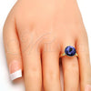 Oro Laminado Multi Stone Ring, Gold Filled Style with Tanzanite Swarovski Crystals, Polished, Golden Finish, 01.239.0001.8 (One size fits all)