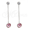 Rhodium Plated Long Earring, with Light Rose Swarovski Crystals and White Cubic Zirconia, Polished, Rhodium Finish, 02.239.0024.3