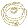 Oro Laminado Pendant Necklace, Gold Filled Style Heart Design, with White Micro Pave, Polished, Golden Finish, 04.156.0329.20