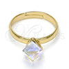 Oro Laminado Multi Stone Ring, Gold Filled Style with Aurore Boreale Swarovski Crystals, Polished, Golden Finish, 01.239.0003.9 (One size fits all)