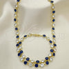 Oro Laminado Necklace and Bracelet, Gold Filled Style with Sapphire Blue and White Cubic Zirconia, Polished, Golden Finish, 06.205.0031.3