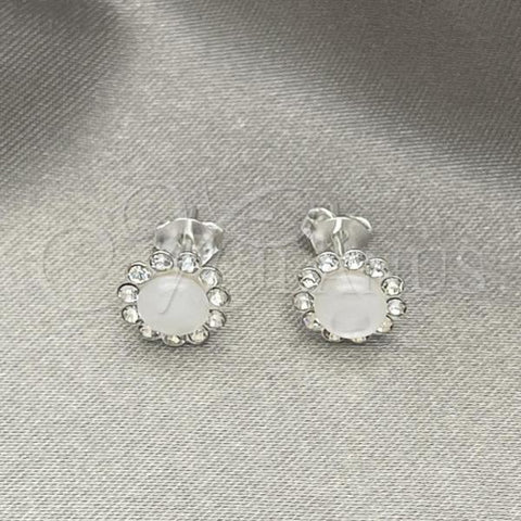 Sterling Silver Stud Earring, with Ivory Mother of Pearl, Polished, Silver Finish, 02.397.0042.07