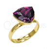 Oro Laminado Multi Stone Ring, Gold Filled Style with Amethyst Swarovski Crystals, Polished, Golden Finish, 01.239.0005.6 (One size fits all)