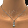 Sterling Silver Earring and Pendant Adult Set, with White Cubic Zirconia, Polished, Rhodium Finish, 10.281.0002