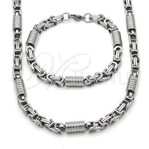 Stainless Steel Necklace and Bracelet, Polished, Steel Finish, 06.363.0055
