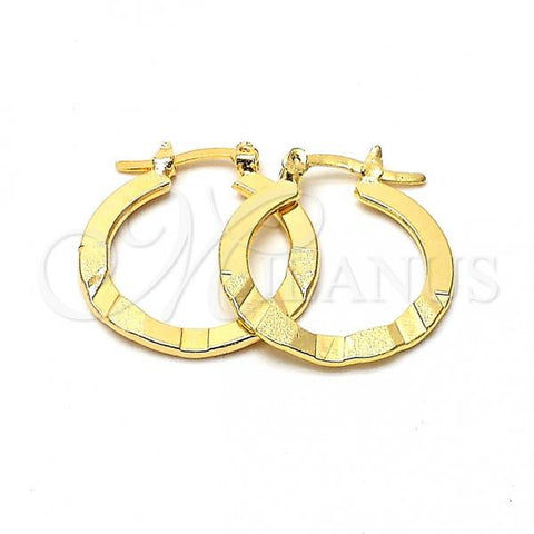 Oro Laminado Small Hoop, Gold Filled Style Diamond Cutting Finish, Golden Finish, 112.018