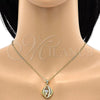Oro Laminado Earring and Pendant Adult Set, Gold Filled Style with White Cubic Zirconia, Polished, Golden Finish, 10.59.0248