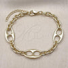 Oro Laminado Fancy Bracelet, Gold Filled Style Mariner and Rolo Design, Polished, Golden Finish, 03.213.0385.07