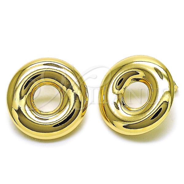 Oro Laminado Stud Earring, Gold Filled Style Hollow Design, Polished, Golden Finish, 02.428.0036