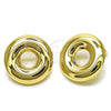 Oro Laminado Stud Earring, Gold Filled Style Hollow Design, Polished, Golden Finish, 02.428.0036