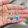 Sterling Silver Dangle Earring, Heart Design, with Bermuda Blue Opal, Polished, Silver Finish, 02.391.0004.1