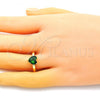 Oro Laminado Multi Stone Ring, Gold Filled Style Heart Design, with Green Cubic Zirconia, Polished, Golden Finish, 01.341.0075