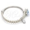 Rhodium Plated Individual Bangle, with Aquamarine Swarovski Crystals and White Micro Pave, Polished, Rhodium Finish, 07.239.0001 (03 MM Thickness, One size fits all)