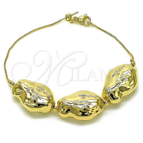 Oro Laminado Fancy Bracelet, Gold Filled Style Box Design, Polished, Golden Finish, 03.63.2297.08