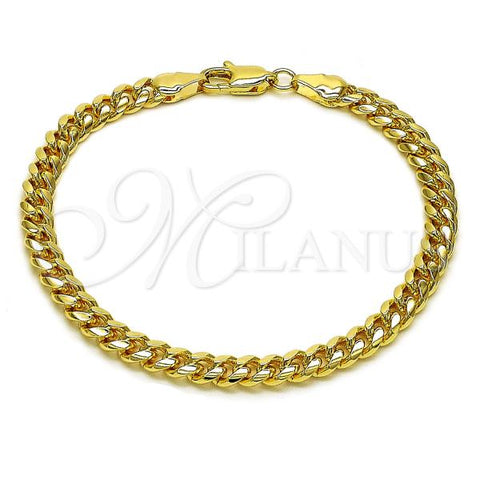 Oro Laminado Basic Bracelet, Gold Filled Style Miami Cuban Design, Polished, Golden Finish, 5.223.012.07