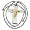 Stainless Steel Pendant Necklace, Crucifix Design, Polished, Two Tone, 04.116.0005.30