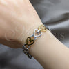 Stainless Steel Fancy Bracelet, Heart Design, Polished, Two Tone, 03.63.22105.08