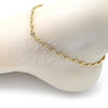 Oro Laminado Basic Anklet, Gold Filled Style Puff Mariner Design, Polished, Golden Finish, 04.326.0004.10