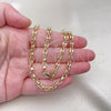 Oro Laminado Fancy Necklace, Gold Filled Style Puff Mariner Design, Polished, Golden Finish, 03.213.0233.24