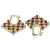 Oro Laminado Medium Hoop, Gold Filled Style with Garnet and White Crystal, Polished, Golden Finish, 02.122.0100.1.30