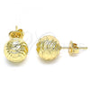 Oro Laminado Stud Earring, Gold Filled Style Diamond Cutting Finish, Golden Finish, 02.100.0105