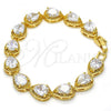 Oro Laminado Tennis Bracelet, Gold Filled Style Teardrop Design, with White Cubic Zirconia, Polished, Golden Finish, 03.210.0009.07