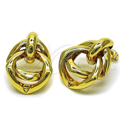 Oro Laminado Stud Earring, Gold Filled Style Hollow Design, Polished, Golden Finish, 02.282.0036
