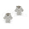Sterling Silver Stud Earring, with White Micro Pave, Polished, Rhodium Finish, 02.292.0015