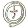 Rhodium Plated Pendant Necklace, with Garnet and White Cubic Zirconia, Polished, Rhodium Finish, 04.284.0014.5.22