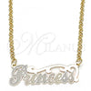 Oro Laminado Pendant Necklace, Gold Filled Style Nameplate Design, Polished, Tricolor, 04.63.1390.1.18