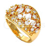 Oro Laminado Multi Stone Ring, Gold Filled Style with White Cubic Zirconia, Polished, Golden Finish, 01.210.0024.08 (Size 8)