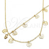 Oro Laminado Necklace and Bracelet, Gold Filled Style Heart and Love Design, Polished, Golden Finish, 06.63.0212