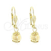 Oro Laminado Dangle Earring, Gold Filled Style Disco and Ball Design, Polished, Golden Finish, 5.123.012