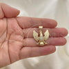 Oro Laminado Fancy Pendant, Gold Filled Style Eagle Design, with White Micro Pave, Polished, Golden Finish, 05.342.0008