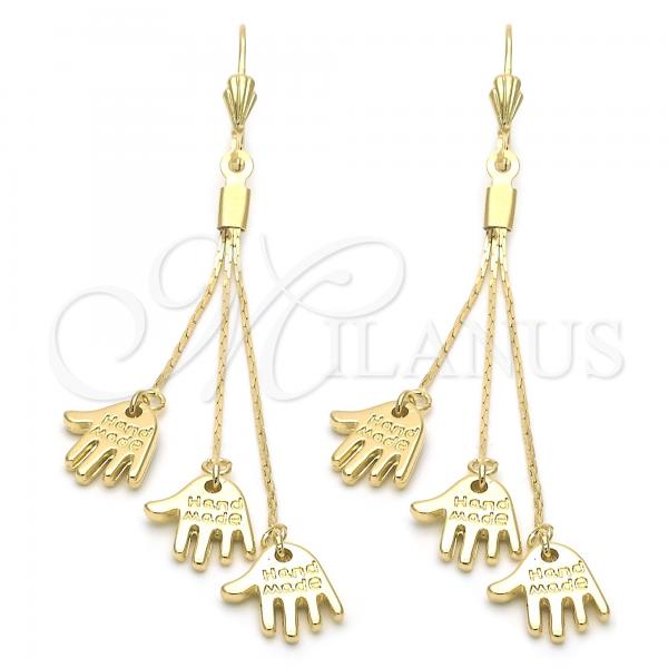 Oro Laminado Long Earring, Gold Filled Style Hand Design, Golden Finish, 5.096.002