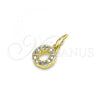Oro Laminado Fancy Pendant, Gold Filled Style Initials Design, with White Micro Pave, Polished, Golden Finish, 05.341.0040