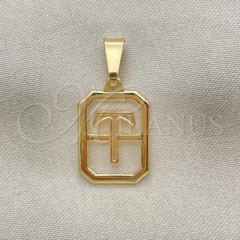 Oro Laminado Fancy Pendant, Gold Filled Style Initials Design, Polished, Golden Finish, 05.02.0069.20