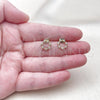 Oro Laminado Stud Earring, Gold Filled Style with White Cubic Zirconia, Polished, Golden Finish, 02.213.0777