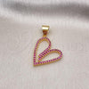Oro Laminado Fancy Pendant, Gold Filled Style Heart Design, with Ruby Cubic Zirconia, Polished, Golden Finish, 05.342.0177