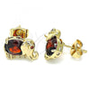 Oro Laminado Stud Earring, Gold Filled Style Elephant Design, with Garnet Cubic Zirconia and Garnet Micro Pave, Polished, Golden Finish, 02.210.0371.1