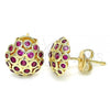 Oro Laminado Stud Earring, Gold Filled Style with Ruby Micro Pave, Polished, Golden Finish, 02.156.0454.1