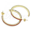 Oro Laminado Stud Earring, Gold Filled Style with Garnet Crystal, Polished, Golden Finish, 02.122.0118.1.35