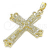 Oro Laminado Religious Pendant, Gold Filled Style Crucifix Design, Polished, Golden Finish, 05.213.0078